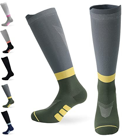 Calze a compressione di alta qualità per uomini e donne – Design premium sostenibile con compressione graduata per sport, corsa, ciclismo, sci, escursionismo, viaggi, Prodotte nell'UE.