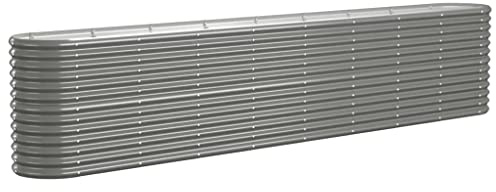 vidaXL Lit Surélevé de Jardin Pot à Fleurs Boîte à Plantes Lit Surélevé Patio Terrasse Extérieur Acier Galvanisé 332x40x68 cm Gris