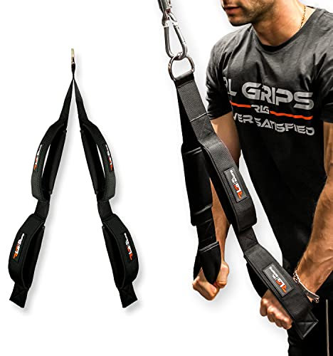 RLGrips - Cuerda de Tríceps Larga para Entrenamiento en Poleas - Accesorio de Tracción para Cable Gym - Correa para Triceps, Facepull o Pullover con Fijación Ajustable de Nylon