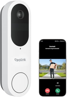 REOLINK Video Doorbell Camera, Battery Version, 2K 150°x150° Head-to-Toe View, 2.4/5 GHz Dual-Band WiFi, Person/Vehicle/Package Detection, Two-Way Talk, No Monthly Fees (Chime not Included)