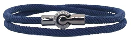 Tindo - Bracelet enroulé épais pour homme - Bracelet tressé tendance - Bracelet en tissu élégant, Medium, Coton, Bleu marine