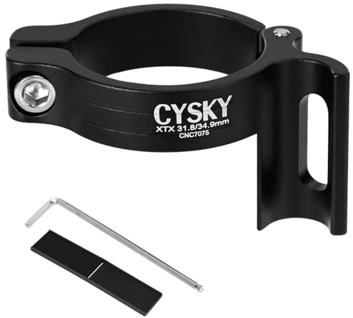 CYSKY Braze On Front Derailleur Adapter 34.9mm with 31.8mm Conversion Shim, Adjustable Braze On Front Derailleur Clamp for MTB Road Bicycle (Black)
