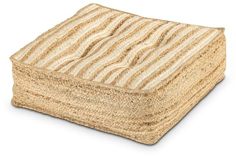 kreatives Wohnen Bodenkissen Jute 50x50cm Sitzkissen quadratisch Loungekissen Natur Sitzpouf Fußkissen