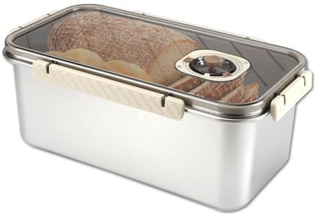 Gachiwar Boîte à pain en acier inoxydable pour comptoir de cuisine, contenant hermétique avec couvercle pour conserver pain maison, petits pains, bagels et pâtisseries