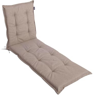 LILENO HOME Mar 1 cuscino per lettino a rotelle e sdraio da spiaggia, tortora Y, cuscino imbottito per lettino da giardino (188 x 60 x 8 cm)
