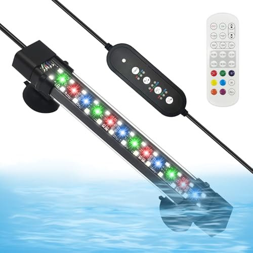 Led Lampe Aquarium, 7 Couleurs RGB Éclairage D'aquarium, Mode 24/7 pour Lever de Soleil-jour-lumière Eclairage Aquarium, 10 Niveaux de Gradation Rampe Led Aquarium pour D’Aquarium (8 W, 20 cm)