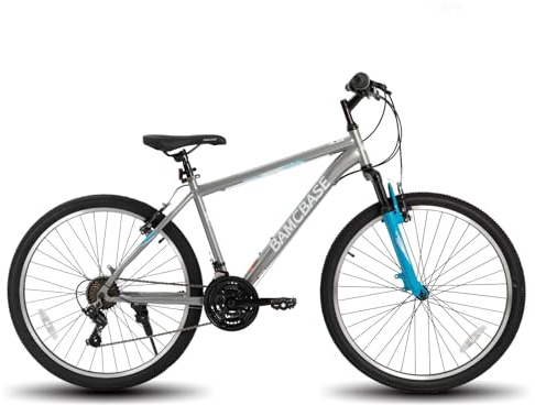 HH HILAND 26 Inch Mountain Bike, Mens and Womens MTB with 21 Speeds, High-Tensile Steel Frame, V Brake, Hardtail Bicycle for Adults Gray
