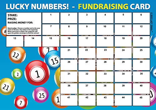Lazy Snail 'Lucky Numbers' insamlingskort – paket med 4 kort – 45 rutor och roliga gyllene vinnarkuvert för välgörenhetsorganisation – fullfärgsfond upphöjningskort (4 kort) (A5 x 4 kort)