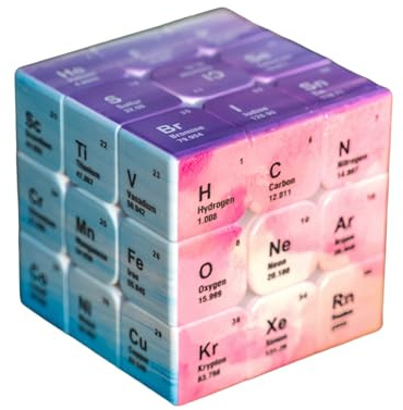 TenaLucy Cubo de Velocidad 3x3,Cubo Tabla Periódica con Elementos Químicos 3x3 Speed Cube Magico Juego de Rubik Sin Pegatinas,Rotación Rápida y Suave,para Regalo de Cumpleaños