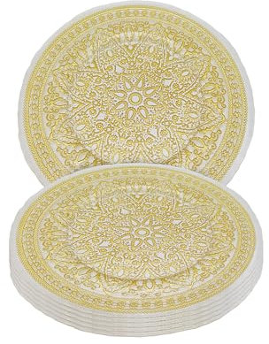 Elegant Gold Mandala Flower Design Charger Plates – 33cm Elegant Underplates for Weddings, Parties, Anniversary, Birthday, Tableware, Catering Events & Special Events - 6 pcs