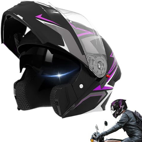 Casco Moto Integrale Per Adulti Casco Moto Integrale Con Doppia Visiera, Casco Integrale Per Moto Da Strada, Caschi Motorin Traspiranti Per Uomo, Donna(54-61cm)