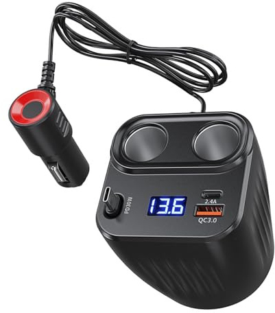 Cargador para coche y vehículos – Cable de carga ajustable antideslizante de 60 W Plug and Play, cargador USB para coche con 2 puertos | Para baterías móviles hombres mujeres y camiones