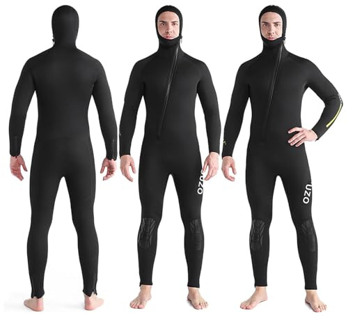 MIAOLLUN Muta 5mm per Uomo E Donna con Cappuccio in Neoprene Ultra Elastico, Muta da Immersione Integrale Zip Frontale, UPF50, Costume da Nuoto Termico per Sub, Surf, Nuoto E Immersioni,Men,4XL
