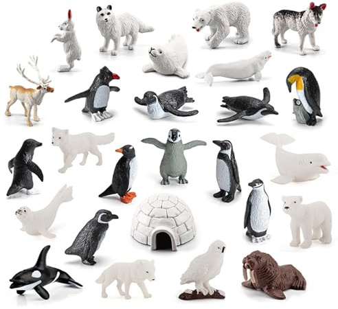 Ratpzou de Animales Polares, Juego de figuritas de Animales Marinos pequeños con Ballenas Animal ártico, Juego Marino Realista para Proyecto Escolar