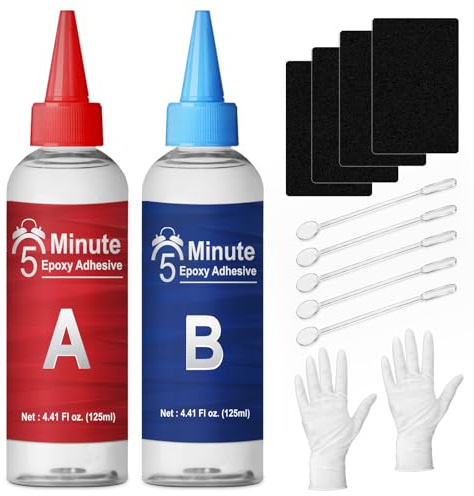 LAMXIN 5 Minutos Pegamento Epoxi 250ml, Pegamento Epoxi 2 Componentes | Extra Fuerte Curado rápido Transparencia Epoxi 2 Componentes para Reparar Plásticos, Metales, Cerámica, Madera y Más