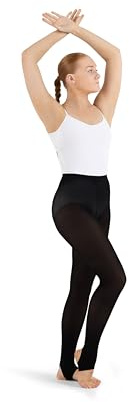 Capezio Ultra Hold & Stretch Stirrup Dance Tights Women's Footless Toeless Tights for Ballet Jazz Contemporary Dancing N145 Black Adult XXL