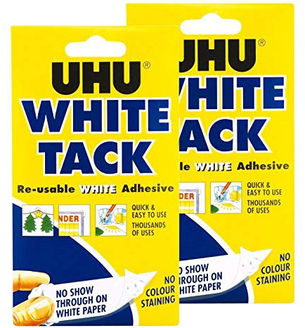 UHU White Tack Twin Pack - Sticky Reusable Adhesive Putty
