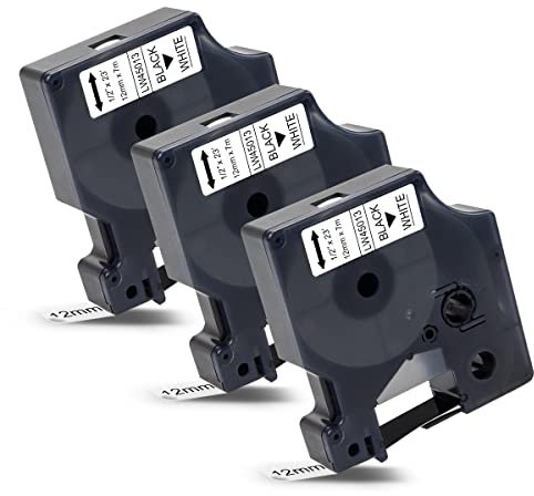 Labelwell 3x Kompatibel für Dynmo D1 45013 45013s S0720530 Schwarz auf Weiß Etikettenband 12mm x 7m für Dynmo LabelManager 160 210D 360D 280 420P 500TS PNP Labelpoint 250 100 150 Labelwriter 450 DUO
