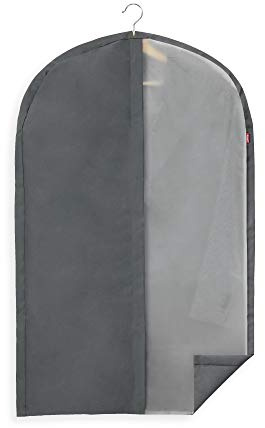 Rayen - Funda de ropa para armario. Funda de traje para percha con cremallera. Cubre vestido resistente al polvo, humedad y polillas. 60 x 100 cm. Gris Oscuro/Translúcido