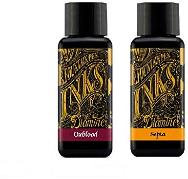 Diamine Ink, Fountain Pen, 2 x 30ml Bottle - Oxblood and Sepia