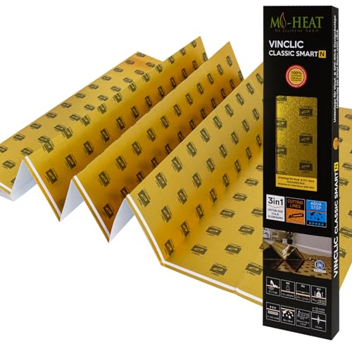 Sous-couche chauffante de 25 m² Isolation phonique XPS de 1,5 mm avec AquaStop pour parquet vinyle, stratifié et revêtements design Résistance à la compression de 400 kPa
