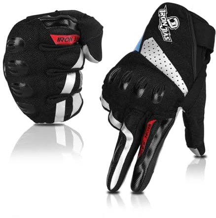 BORLENI Gants de Moto pour Les Gants d'écran Tactile Dur pour Les Femmes des Hommes, Respirant, pour Les Courses Hors Route, Les Gants de Moto, Les protège-Doigts, Les Gants de Conduite