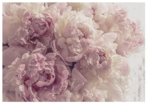 Papel Pintado Flores Peonías Salón Vintage Dormitorio - Incluye Pegamento - Fotomurales Pared Tejido No Tejido Decorativos Murales Fotográfico Moderno Decoración de Paredes (254x184 cm)