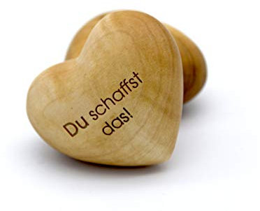 Thankgoods Sag's mit Herz Handschmeichler Box 3 Herzen, Obstholz, Du schaffst das!, Ich bin stolz auf Dich!, Du bist wunderbar