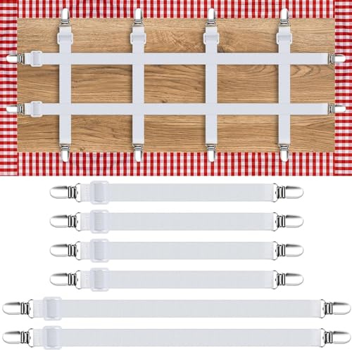 SYOZPXY 6 Pack Hidden Strap Tablecloth Clips for Outdoor Elasticity Picnic | Table Covers Holder Suitable for Indoor and Outdoor Thick Tables Party Restaurant Camping