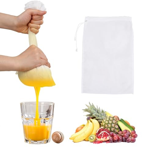 Siebtuch Nussmilchbeutel Nut Milk Bag 6 Stück Passiertuch Wiederverwendbar Nussmilchbeutel 30×21 cm