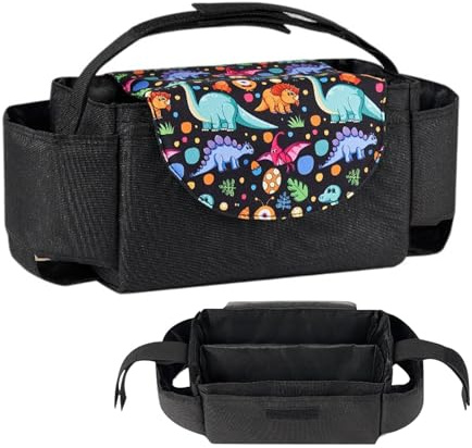 Barnvagnsorganisatör - Organisatör för barnvagn, polyesterfiber | Caddy för avtagbar barnvagn, organiseringsväska för barnvagn, med mugghållare, förvaringsväska för barnvagn