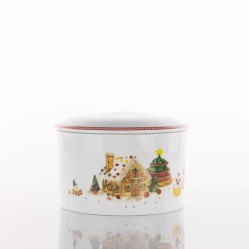 Weissestal Christmas Biscuit Tin, Red, 20cm Diameter x 13.7cm Height, Porcelain, Gift Design