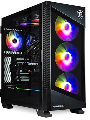 Greed® MK5 - Gaming PC - AMD Ryzen 5 9600X + RTX 5070 12GB - Computer RGB veloce + Raytracing & 4K - 5,4 GHZ - 32 GB RAM DDR5-1TB SSD - WLAN + Win11 Pro