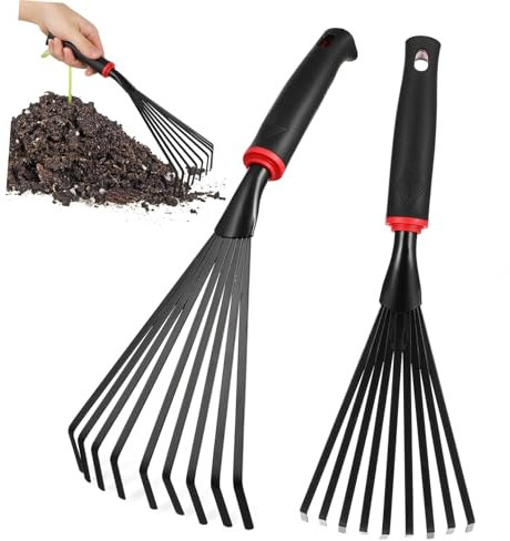 BESPORTBLE 2piezas Rastrillos De Jardín Mango Rastrillos De Mano De Metal para Césped y Jardinería De para De y Limpieza De Residuos