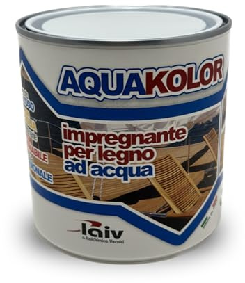 Impregnante Colorato per Legno - 0,750 LITRI - Ideale per un aspetto Satinato e Protezione Duratura Senza Carteggiare - Aquakolor (Trasparente)