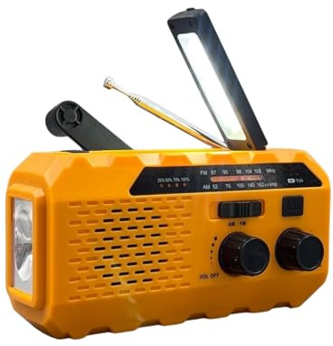 BSL Radio Portátil Am/FM CT-6127 | Carga Solar y manivela Dynamo | Linterna LED | Batería Recargable 2000mAh Almacenamiento y Carga Dispositivos externos | USB-A y USB-C.