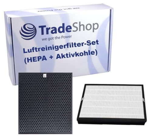 Trade-Shop 2-i-1 luftrenarfilterset (HEPA-filter aktivt kolfilter) kompatibel med Philips AC2882/10 AC2887/10 AC2889/10 AC3829/10 lufttvätt