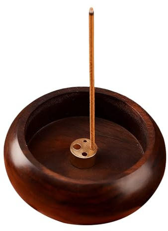 Ebony Wood Incense, Burner Solid wood incense holder - 4-Size Alloy Incense Holder Wooden incense burner for All Joss Sticks, Mini for Home Meditation Gift