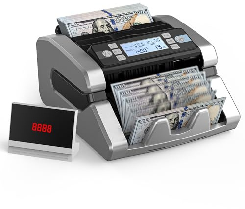 PONNOR Money Counter Machine, Cash Counterfeit Bill Detection, Dollar Euro