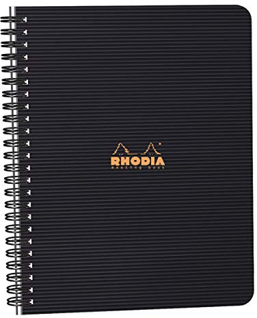 Rhodia 119941C Meetingbook Notizbuch (mit Doppelspiralbindung, 5 Register, bedruckt, liniert, repositionierbar, DIN A5, 14,8 x 21 cm, 90 g, 80 Blatt) 1 Stück schwarz