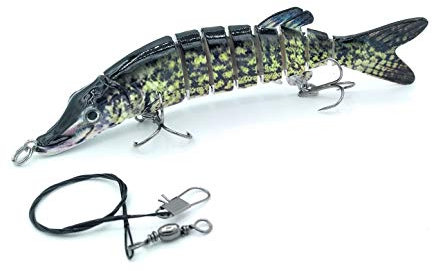 SIMSA-Expert Hecht Wobbler | Swimbait Kunstköder Shad (13cm, 17g) | Stahlvorfach (30cm) | Set für Barsch Zander
