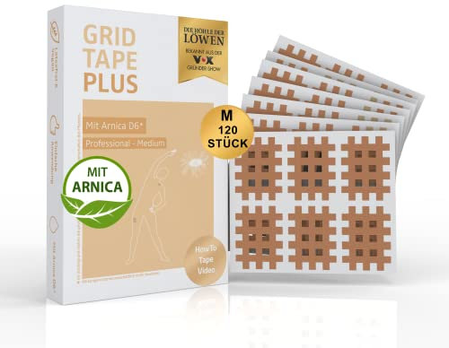 AKTIMED Grid Tape PLUS Professional Pack - Patentbasiertes Gittertape mit natürlichem Extrakt Arnica D6* - Akupunkturpflaster dermatologisch getestet - Crosstape Gitterpflaster Schmerzpunkte