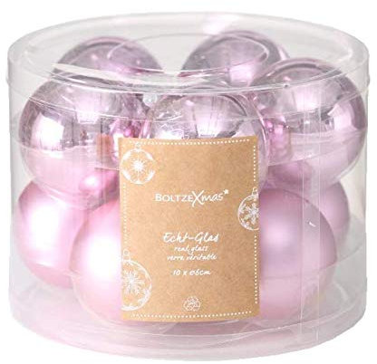 Weihnachtskugeln Christbaumschmuck Christbaumkugeln Glas Kugeln Ø 6 oder 8 cm (Hellrosa, Ø 6 cm, 10er Kugel-Set)