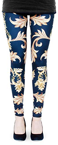 cosey - Bunte Bedruckte Motiv-Leggings (Einheitsgröße) - Design Goldene Ornamente