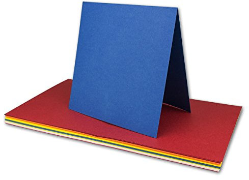 25x farbig gemischte Faltkarten - quadratisch - 15 x 15 cm - Farben-Mix - Verschiedene Ausführungen - GUSTAV NEUSER - Farbenfroh