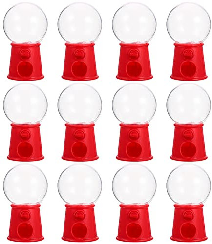 ibasenice Mini Candy Automat FüR Kindergeburtstage Und Hochzeiten 12Pcs Kunststoff Gumball Maschinen, Kreative SüßIgkeiten Box, Kuchen Dekoration, Rot