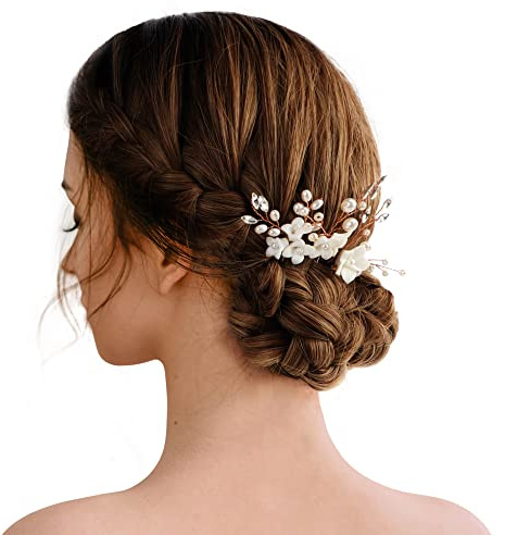 Bridal Hair Pins - 3pcs Fashion Retro Elegant Ladies Pearl Rhinestone Hair Accessories for Wedding Bridal Jewelry Bridal Hair Accessories Headpiece Wedding Accessories (Gold-B)