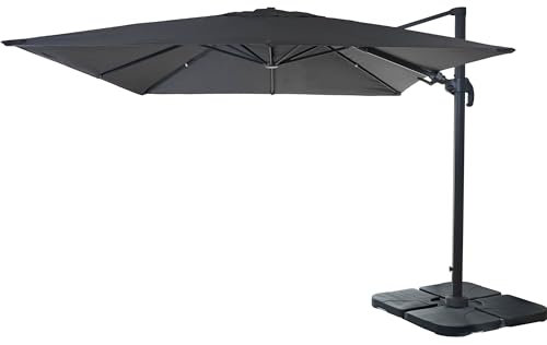 Décoshop26 Parasol Professionnel Restaurant pour Jardin terrasse, 3x3m (Ø4,24m) pivotant, Polyester Aluminium/Acier 23kg Anthracite avec Pied, Rotatif 04_0003294
