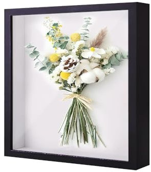 3D Shadow Box, 25x25cm Black Picture Frame, Deep Frame Display Box Wooden Deep Box Square Photo Frames Desktop or Wall Hanging for Medal Flower & Crafts Display