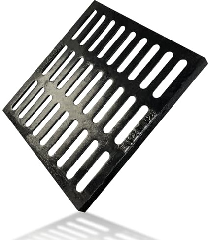 Tongmo 20x20 Cast Iron Drain Grate, B125 Class Sewer Grate, Weather-Resistant Outdoor Drain Cover, Heavy Duty Channel Grate, Black Square Drainage Grate (19.7”x19.7”)